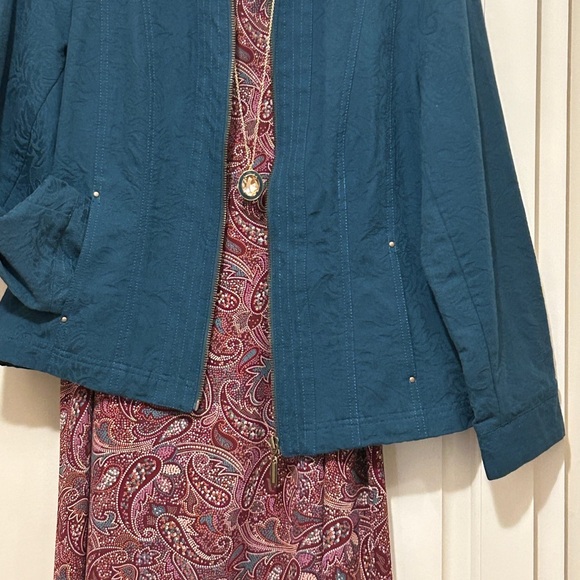 Lake Teal Green Jacket Blazer Coat Dark Teal Full Zip Up + Pockets Size Large - Picture 4 of 15